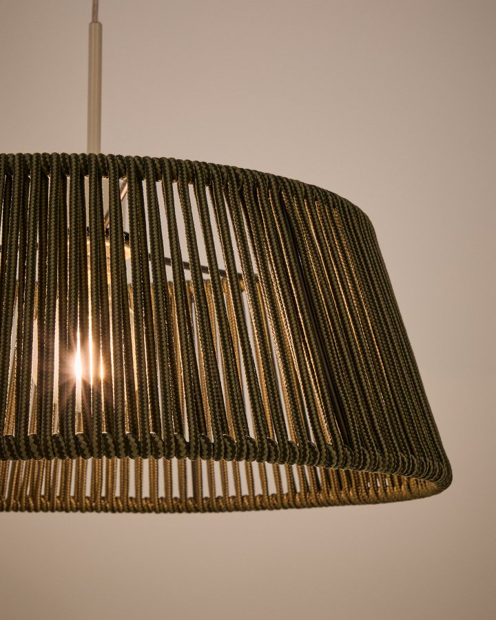 KAVE HOME Aldet udendrs loftslampeskrm - grn tovsnor og aluminium (46)