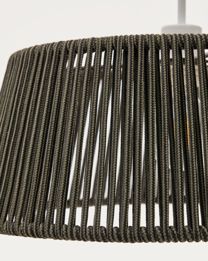 KAVE HOME Aldet udendrs loftslampeskrm - grn tovsnor og aluminium (46)