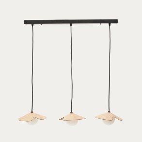  KAVE HOME Wilara loftslampe i egetrsfiner med 3 hvide rgglaskugler