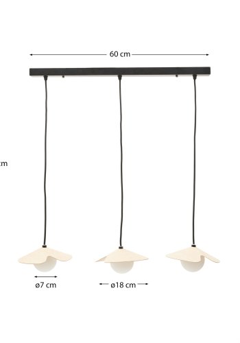  KAVE HOME Wilara loftslampe i egetrsfiner med 3 hvide rgglaskugler