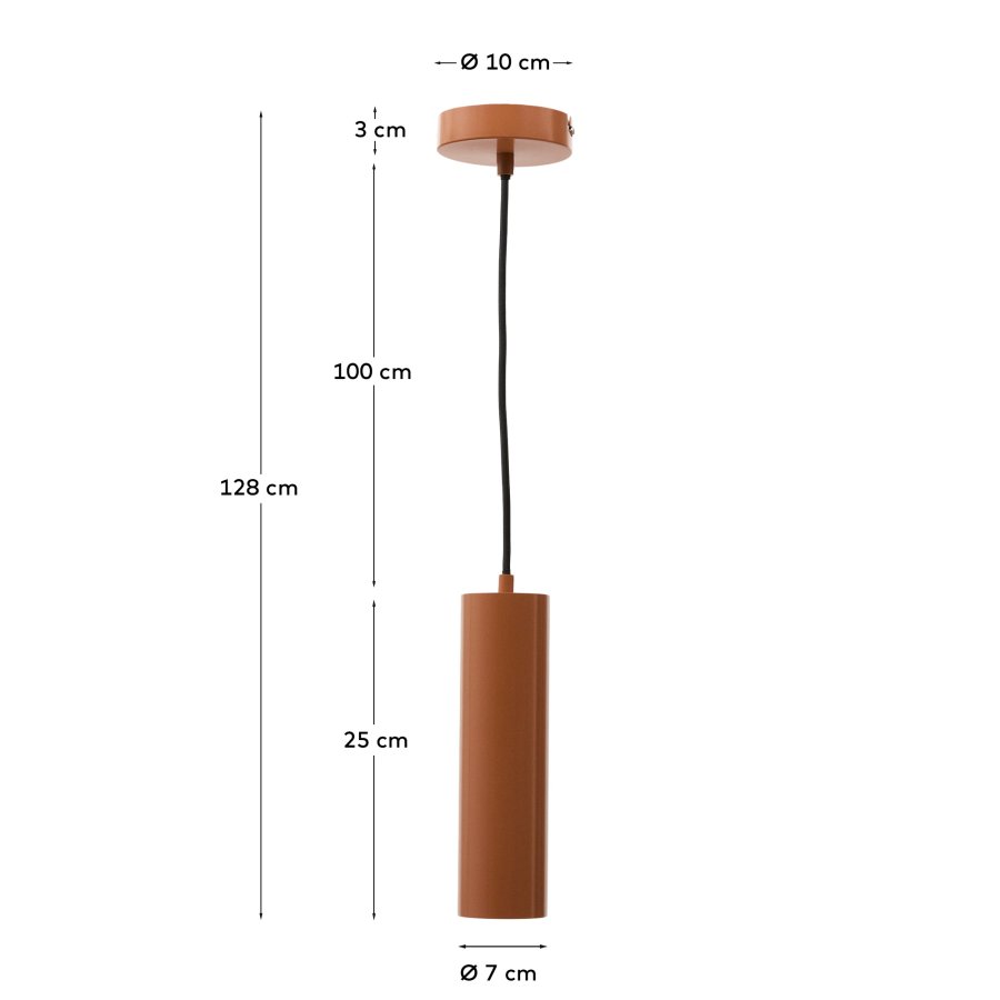 KAVE HOME Andia loftslampe i aluminium med terracotta malet finish
