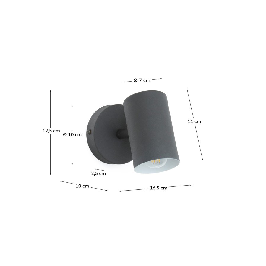 KAVE HOME Manie vgmonteret metallampe med sort stbejernseffekt finish