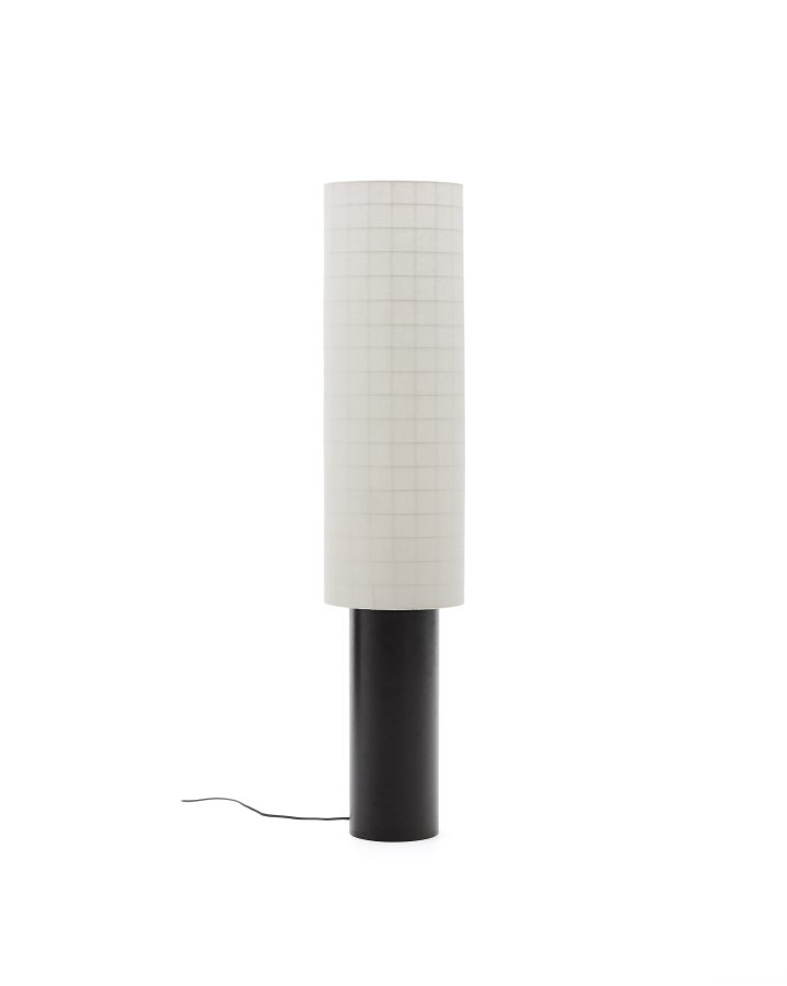 KAVE HOME Dulan gulvlampe i sort metal med bomuldsskrm