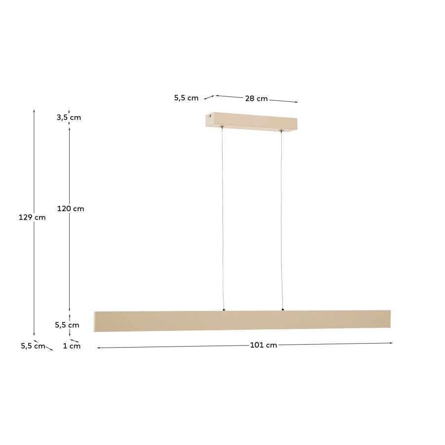 KAVE HOME Boadella loftlampe - beige aluminium