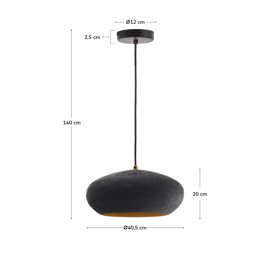 KAVE HOME Inda metalloftslampe i sort finish, 30 cm