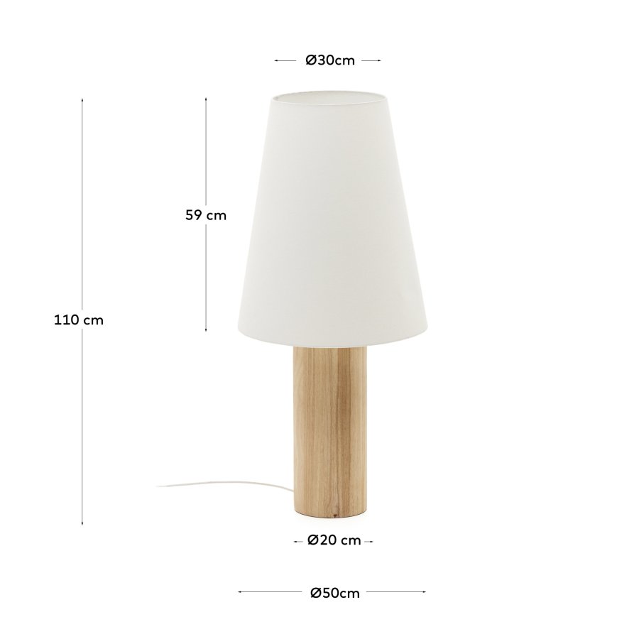 KAVE HOME Marga gulvlampe i massivt tr med naturlig finish