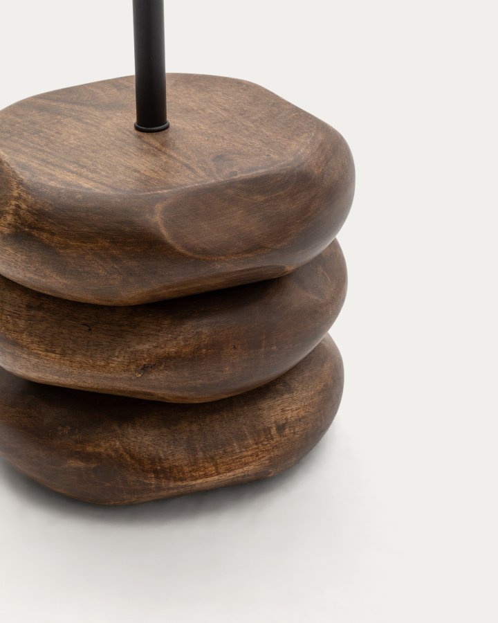 KAVE HOME Kor bordgulvlampe lavet af jute og akacietr i mrk finish