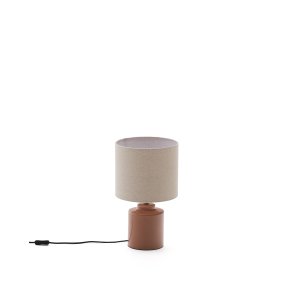 KAVE HOME Daeli keramisk bordlampe med orange finish og beige bomuld