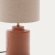KAVE HOME Daeli keramisk bordlampe med orange finish og beige bomuld