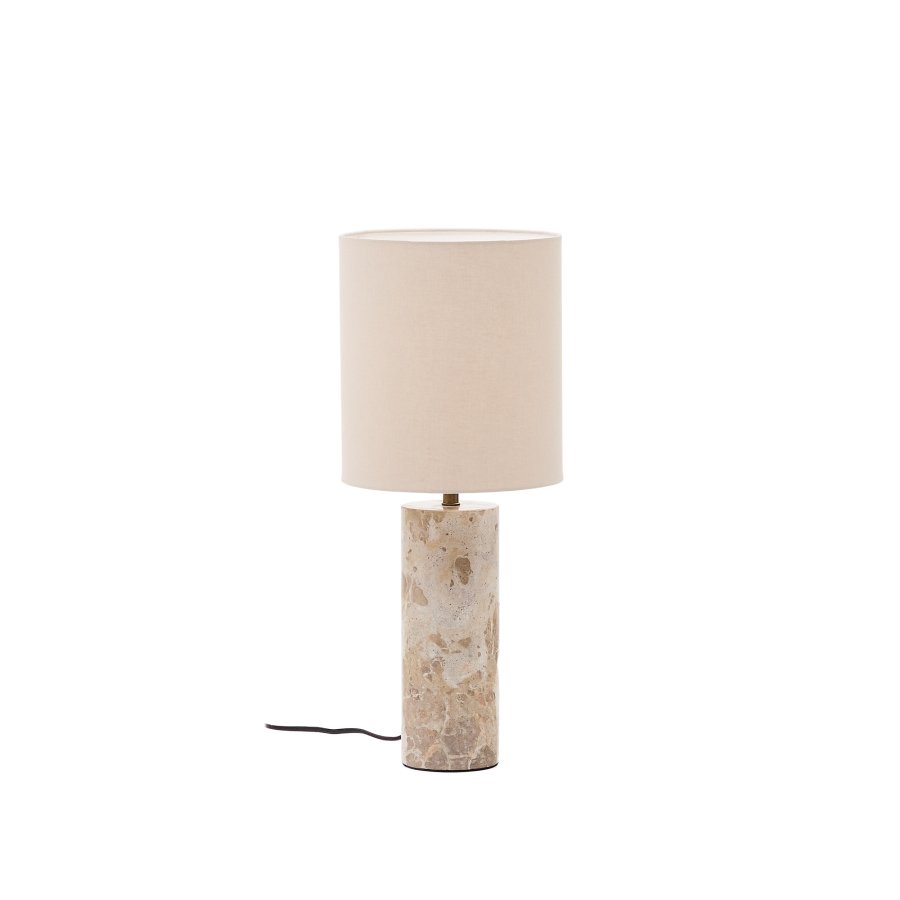KAVE HOME Raze bordlampe i beige marmor med en beige skrm i hr