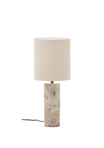 KAVE HOME Raze bordlampe i beige marmor med en beige skrm i hr