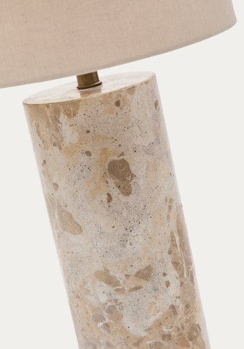 KAVE HOME Raze bordlampe i beige marmor med en beige skrm i hr