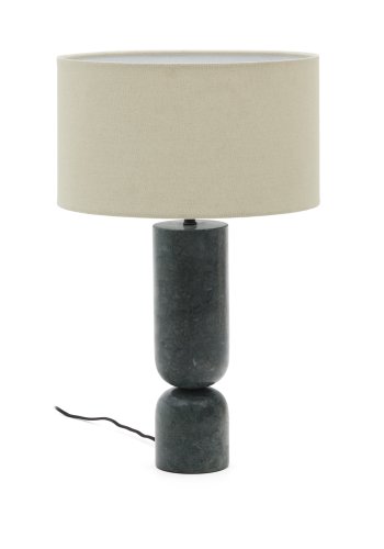 KAVE HOME Vex bordlampe i grn marmor med en gr hrskrm