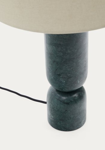 KAVE HOME Vex bordlampe i grn marmor med en gr hrskrm