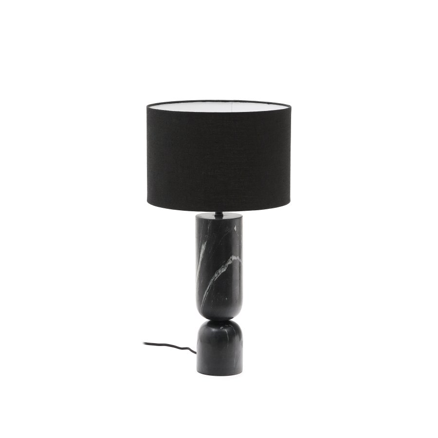 KAVE HOME Vex bordlampe i sort marmor med sort hrskrm