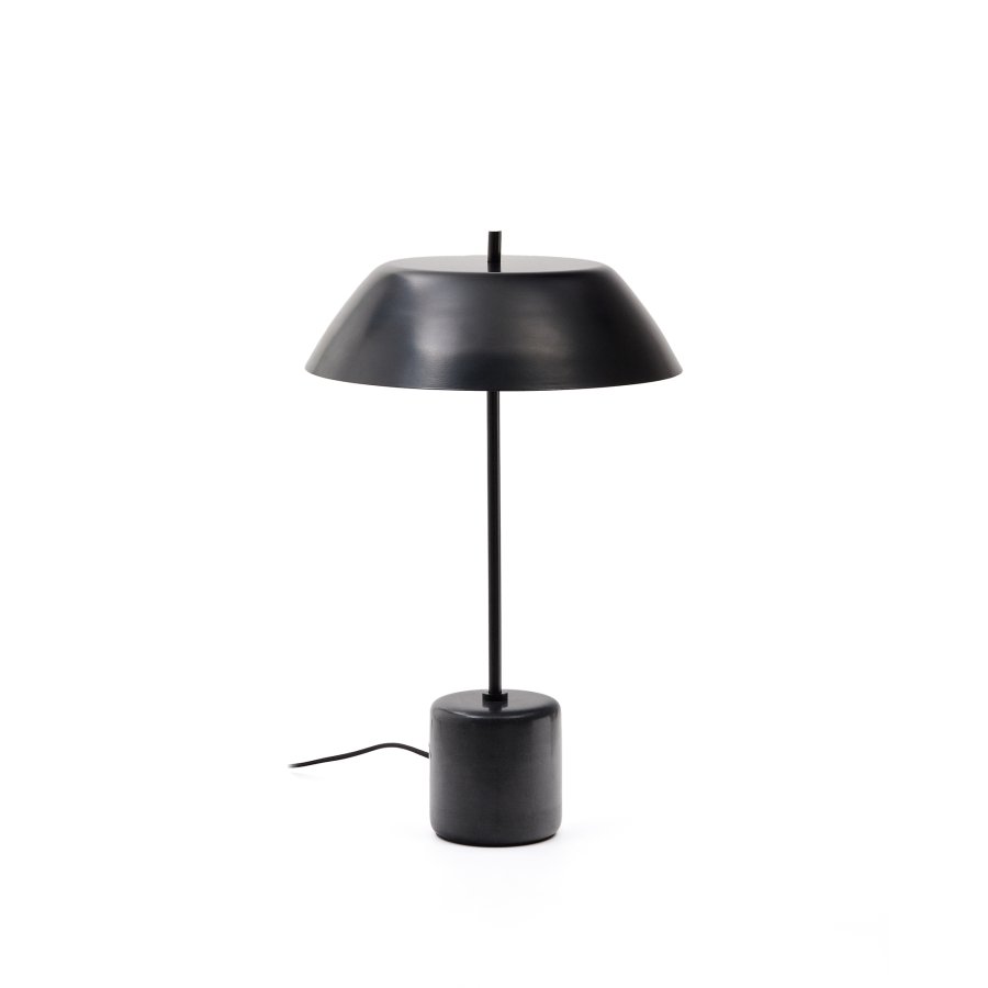 KAVE HOME Sayra bordlampe lavet af sort marmor og metal i sortmalet finish