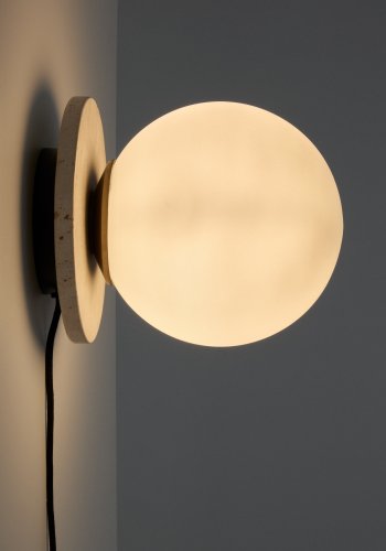  KAVE HOME Malachi vglampe af glas og travertinsten