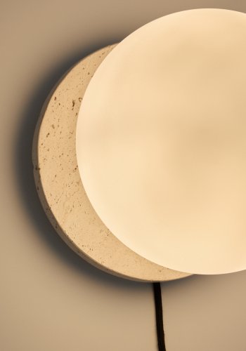  KAVE HOME Malachi vglampe af glas og travertinsten