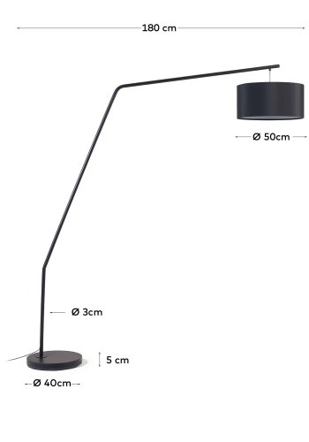 KAVE HOME Ciana gulvlampe - sort bomuld/plast/metal