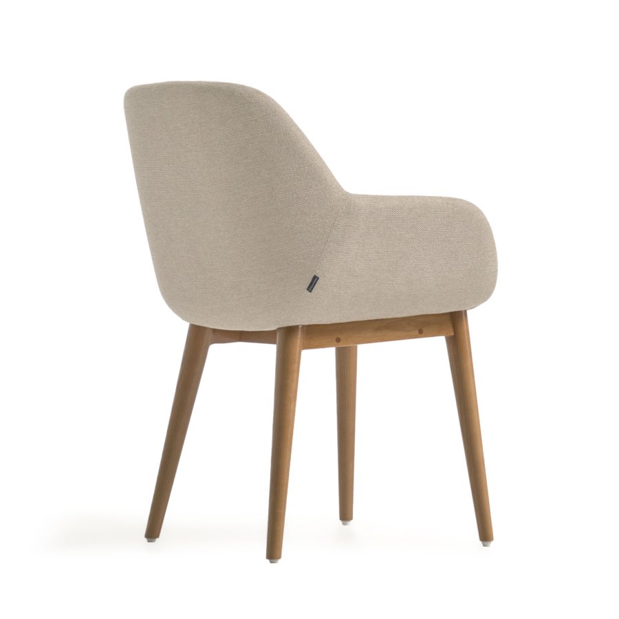 KAVE HOME Konna spisebordsstol, m. armln - beige polyester og brun asketr
