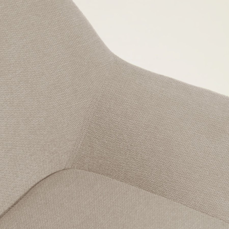 KAVE HOME Konna spisebordsstol, m. armln - beige polyester og brun asketr