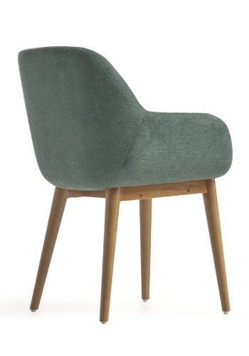 KAVE HOME Konna spisebordsstol, m. armln - grn polyester og brun asketr