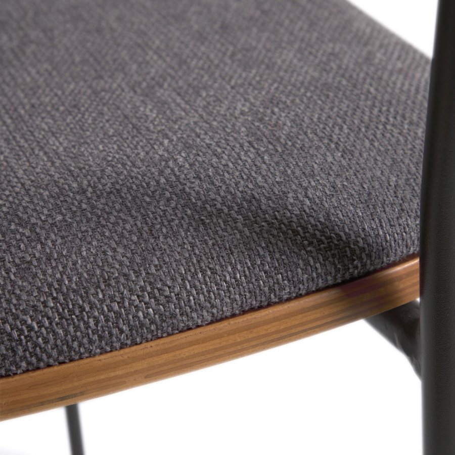 KAVE HOME Maureen spisebordsstol, m. armln - brun valndfiner, stof og sort metal