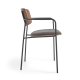 KAVE HOME Maureen spisebordsstol, m. armln - brun valndfiner, stof og sort metal