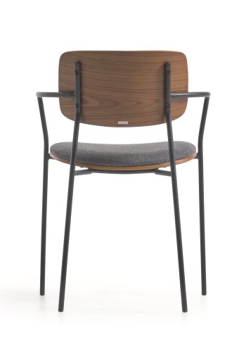 KAVE HOME Maureen spisebordsstol, m. armln - brun valndfiner, stof og sort metal