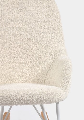 KAVE HOME Ivette brne gyngestol, m. armln - hvid stof/stl og brun asketr 