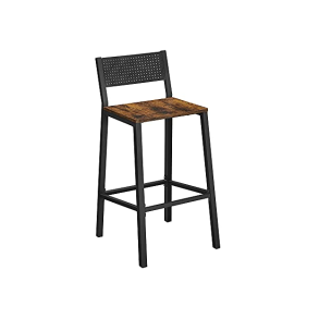 VASAGLE barstol, m. rygln og fodsttte - rustik brun spnplade og sort stl