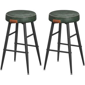 VASAGLE barstol, m. fodsttte - skovgrn kunstlder og sort stl (st med 2)