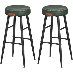 VASAGLE barstol, m. fodsttte - skovgrn kunstlder og sort stl (st med 2)