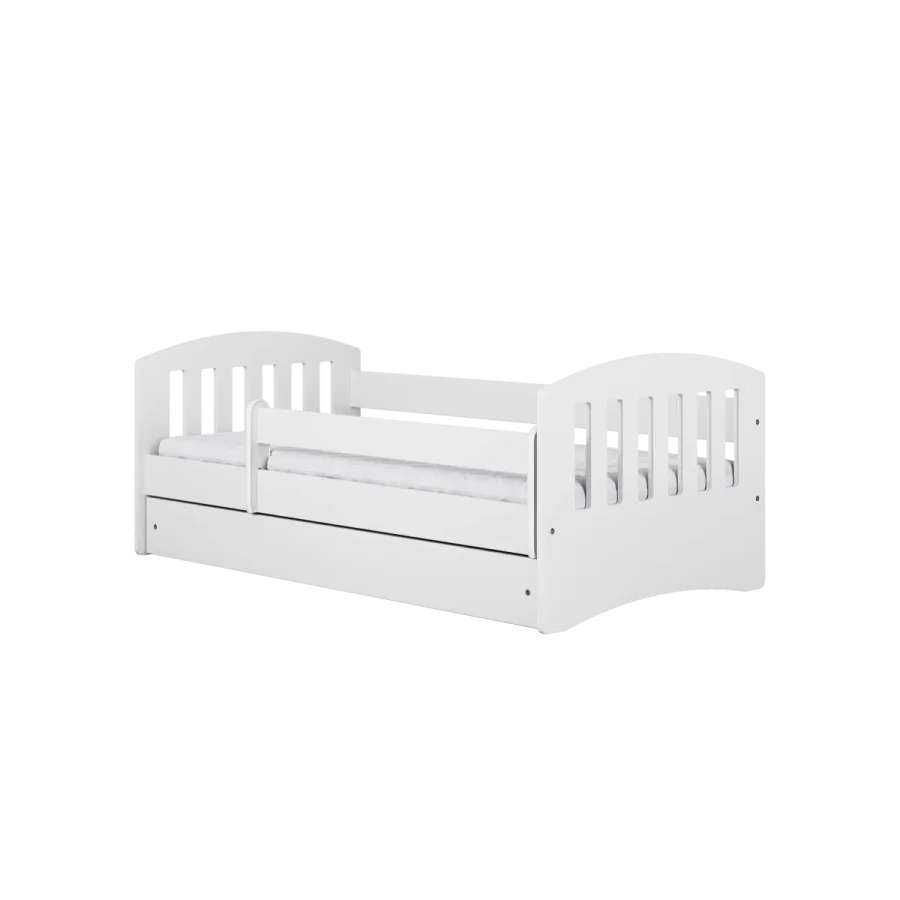 Classic 1 juniorseng, m. madras, sengehest, skuffe - hvid laminat og MDF (160x80)