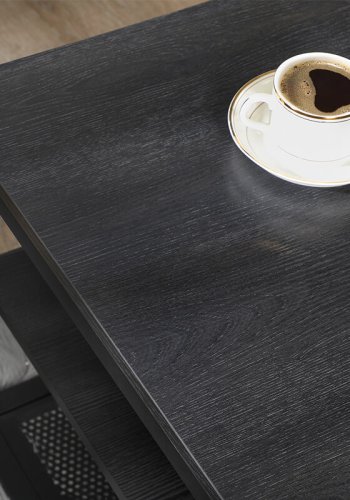 VASAGLE sofabord, rektangulr, m. 2 hylder - sort spnplade og stl (110x60)