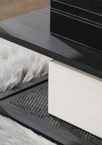 VASAGLE sofabord, rektangulr, m. 2 hylder - sort spnplade og stl (110x60)