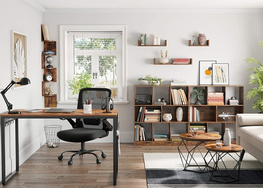 VASAGLE sofabord, rund - rustik brun spnplade og sort stl (st med 2)