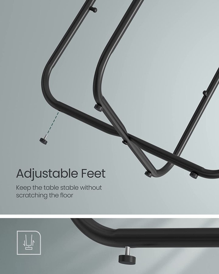 VASAGLE sidebord, rund, m. 1 stofkurv - mrk turkis polyester og sort spnplade/stl (45)