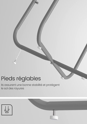 VASAGLE sidebord, rund, m. 1 stofkurv - hvid polyester og cementgr spnplade/stl (45)