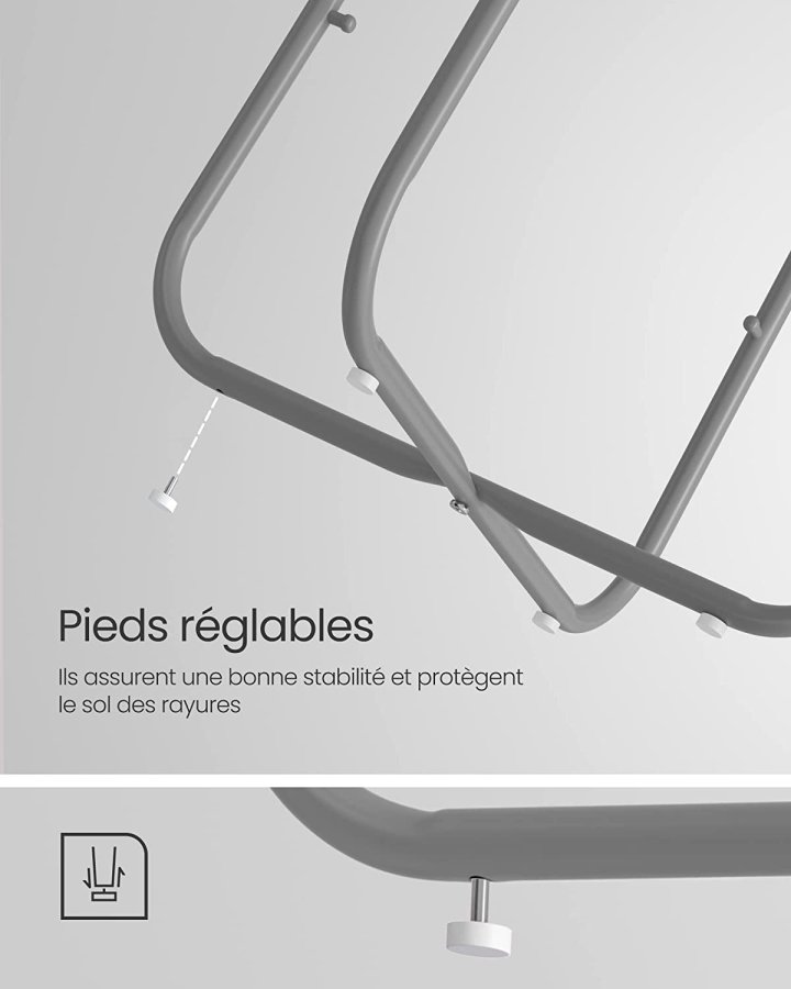 VASAGLE sidebord, rund, m. 1 stofkurv - hvid polyester og cementgr spnplade/stl (45)