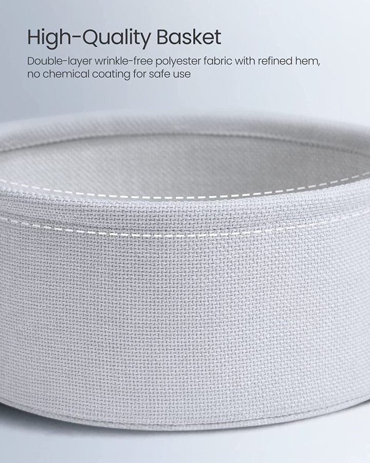 VASAGLE sidebord, rund, m. 1 stofkurv - pulverbl polyester og pastelbl spnplade/stl (45)