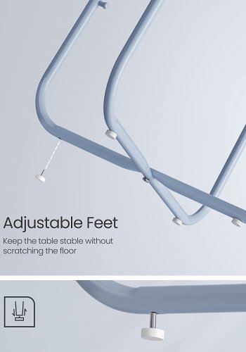 VASAGLE sidebord, rund, m. 1 stofkurv - pulverbl polyester og pastelbl spnplade/stl (45)