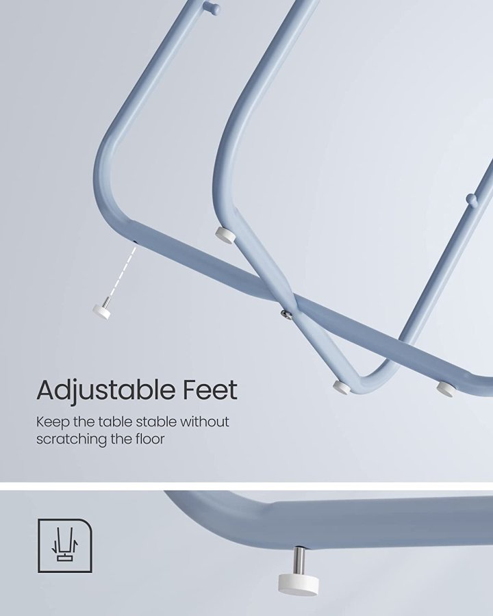 VASAGLE sidebord, rund, m. 1 stofkurv - pulverbl polyester og pastelbl spnplade/stl (45)