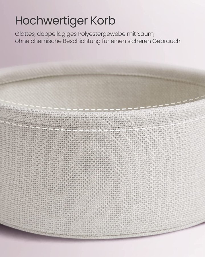 VASAGLE sidebord, rund, m. 1 stofkurv - hvid polyester og pastel pink spnplade/stl (45)