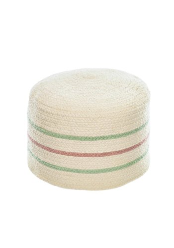 KAVE HOME Daiana puf, rund - beige og multifarvet bomuld (40)