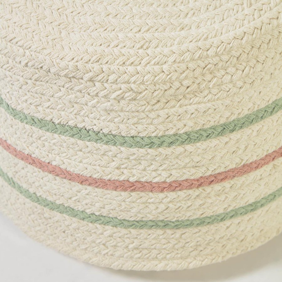 KAVE HOME Daiana puf, rund - beige og multifarvet bomuld (40)