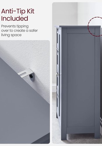 VASAGLE badevrelsesskab, m. 1 lge, 1 justerbar hylde, 4 skuffer - gr MDF