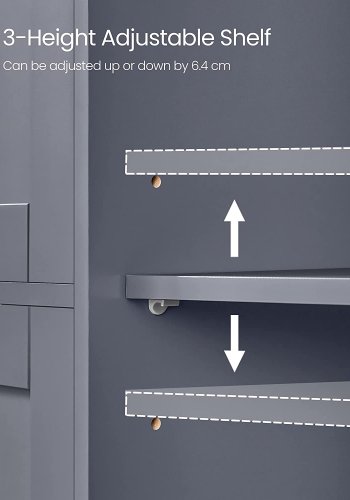 VASAGLE badevrelsesskab, m. 1 lge, 1 justerbar hylde, 4 skuffer - gr MDF