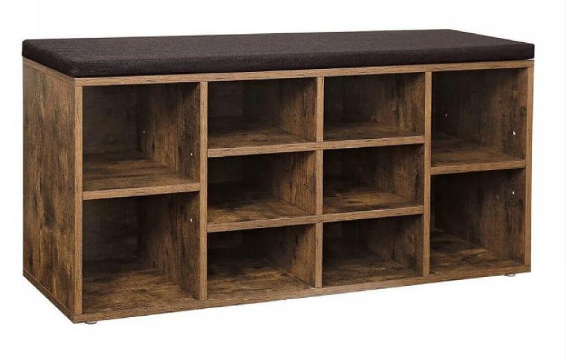 VASAGLE polstret opbevaringsbnk med meshhylde (104x30 cm)