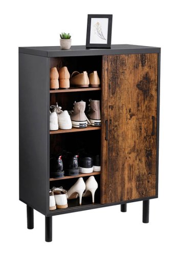 VASAGLE skab, m. 2 skydelger og 3 hylder - rustik brun spnplade og sort stl